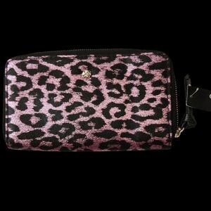 George Pink and Black Leopard Print Zip Wallet